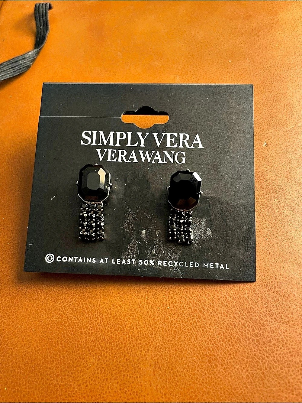 Simply Vera Wang Black Drop Earrings NWT